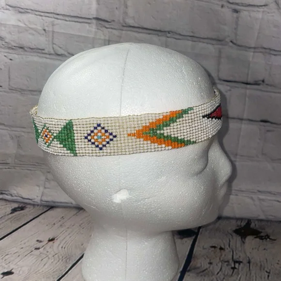 *SOLD on EBAY NATIVE AMERICAN BEADED HEAD BAND, CHOKER,  HAT BAND,18”x1” phoenix - Picture 3 of 7